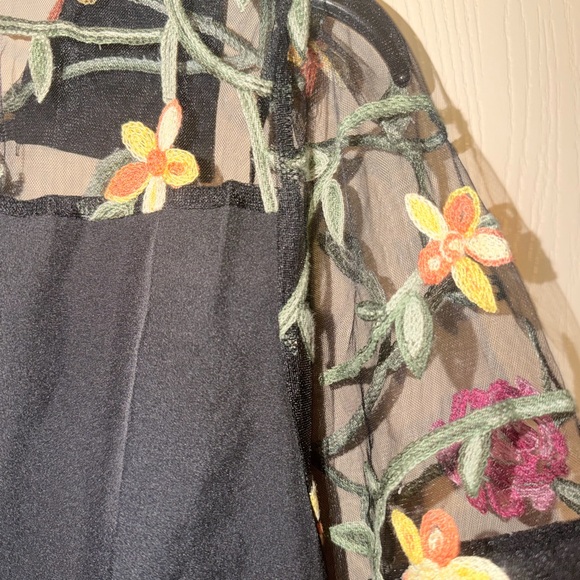 SHEIN Black and Floral Embroidered Blouse - Picture 4 of 9